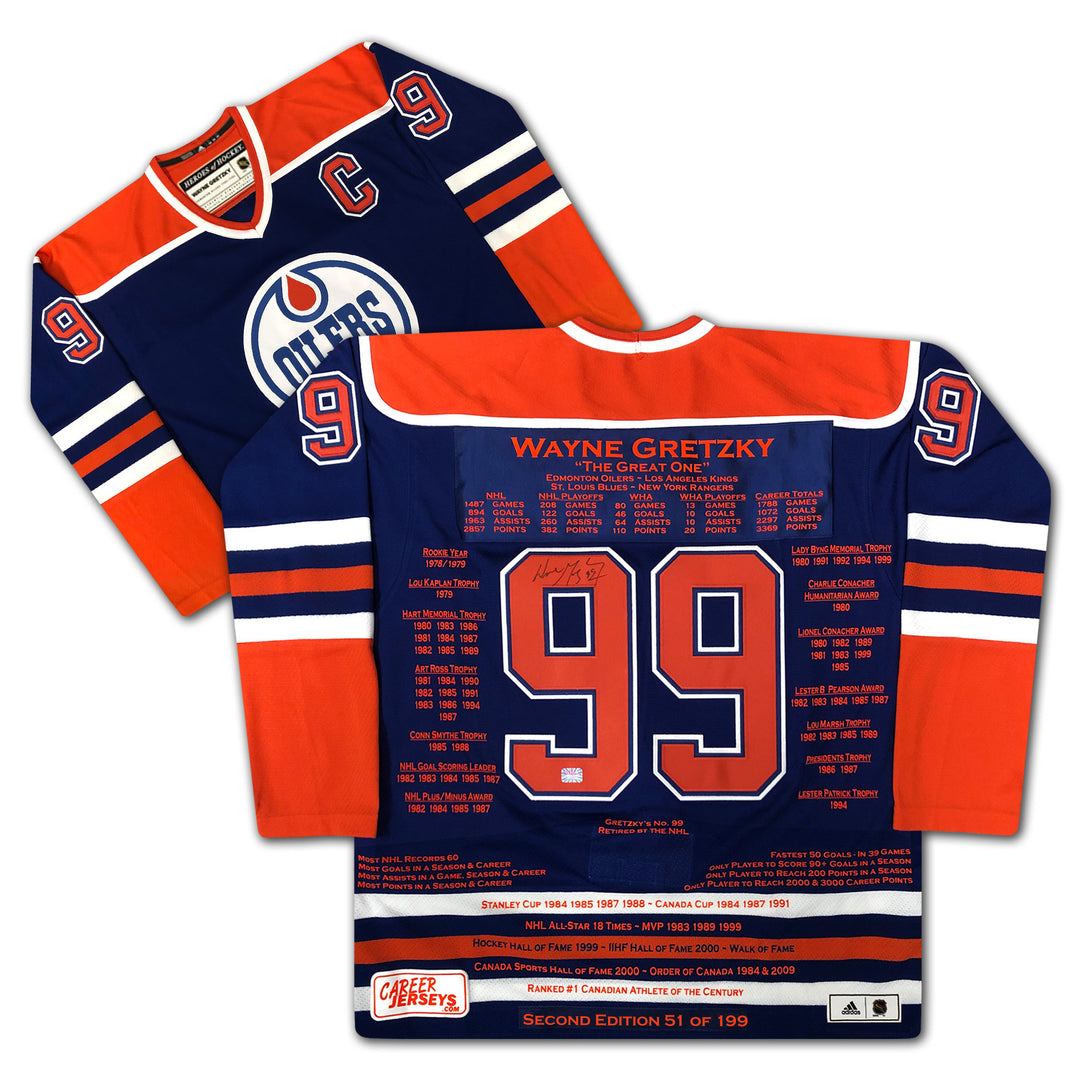 Wayne Gretzky Blue Career Jersey Second Edition /199 - Uda Autographed, Edmonton Oilers, NHL, Hockey, Autographed, Signed, CJCJH32677