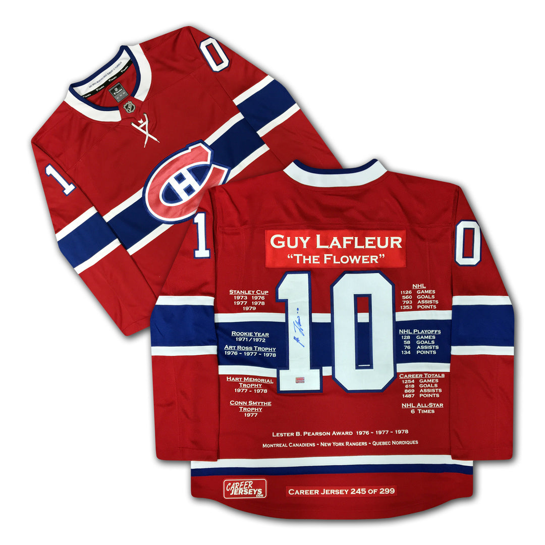 Guy Lafleur Career Jersey Autographed - Ltd Ed 299 - Montreal Canadiens, Montreal Canadiens, NHL, Hockey, Autographed, Signed, CJCJH30008