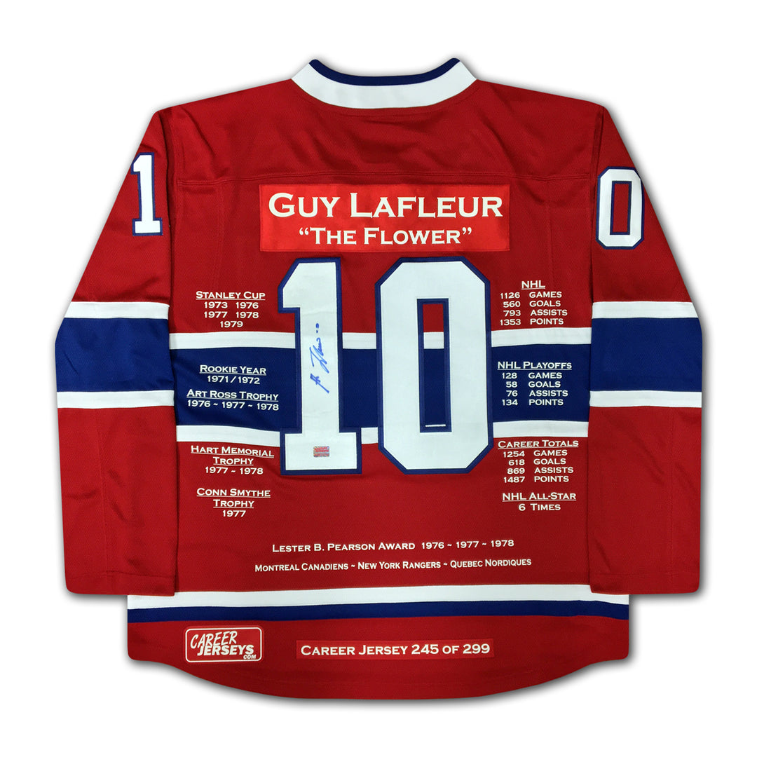 Guy Lafleur Career Jersey Autographed - Ltd Ed 299 - Montreal Canadiens, Montreal Canadiens, NHL, Hockey, Autographed, Signed, CJCJH30008