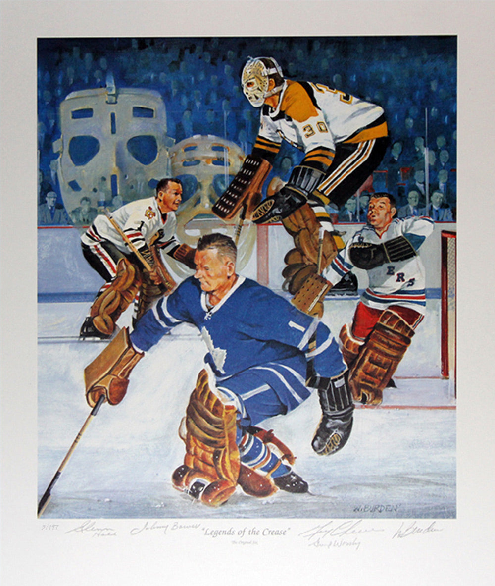 Signed Bower, Cheevers, Hall, Worsely Lithograph Ltd Ed /197 Original Six, Original Six, NHL, Hockey, Autographed, Signed, AALCH31613
