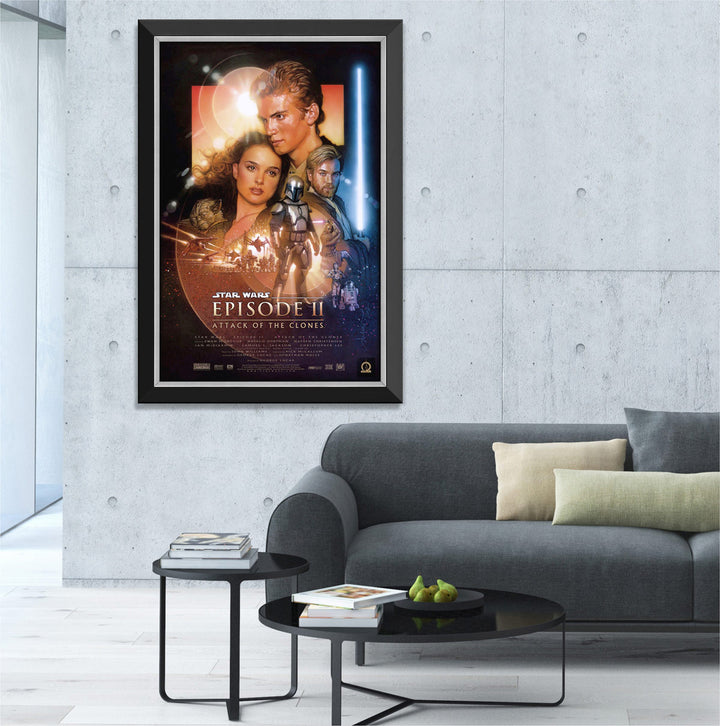 Star Wars Ep Ii Attack Of The Clones - Movie Poster Reprint Framed Classic, Star Wars, Pop Culture Art, Movies, Collectibile Memorabilia, AAAPM32605