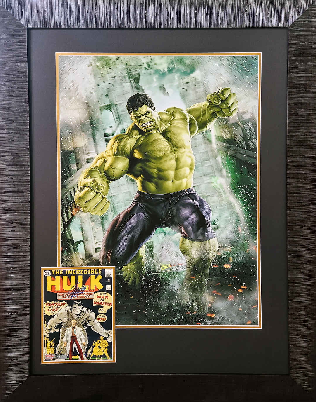 The Incredible Hulk #1 Framed Print Signed By Stan Lee, Marvel, Pop Culture Art, Comics, Autographed, Signed, AAOOCC33225