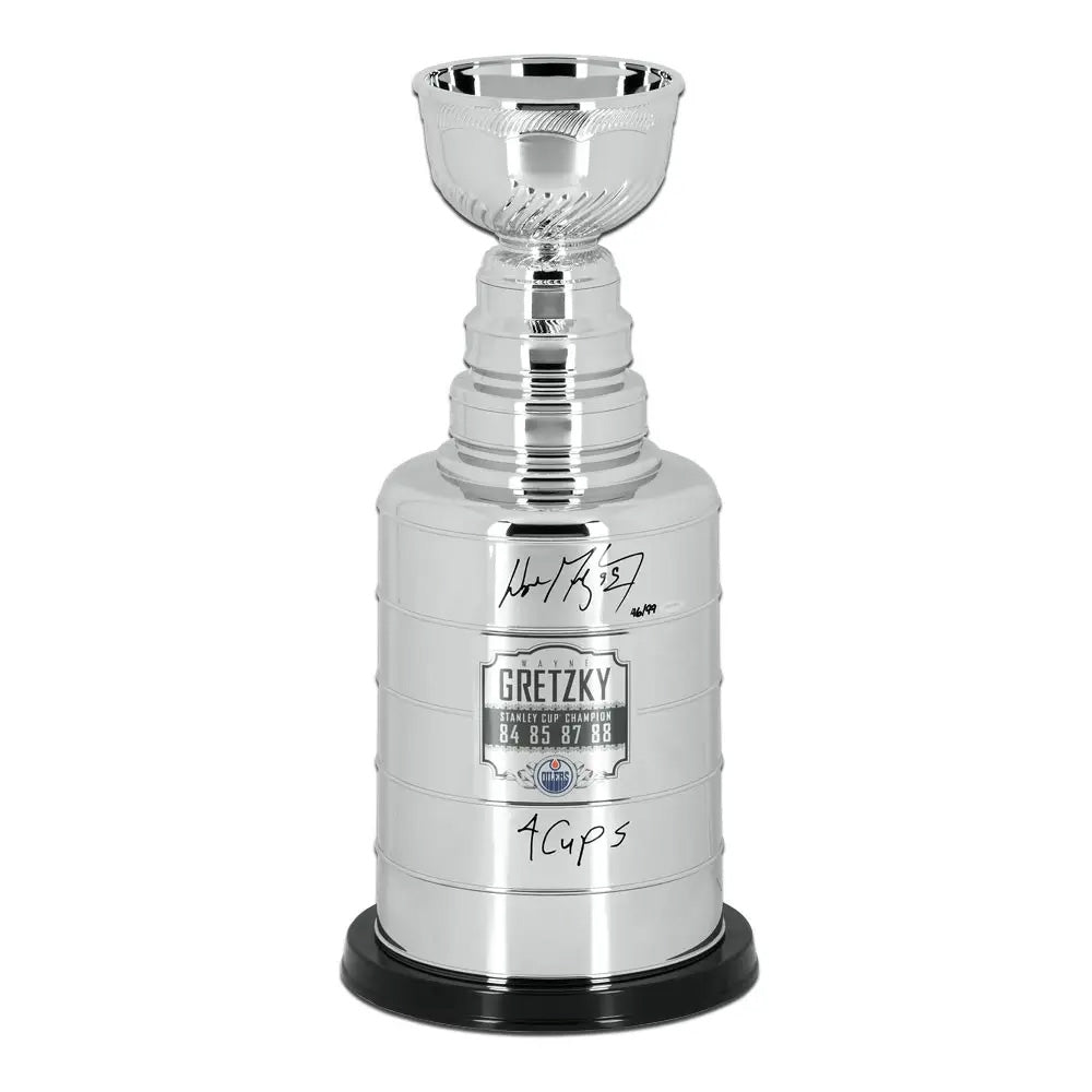 Wayne Gretzky Signed & Inscribed “4 Cups” Replica Stanley Cup Trophy Ltd Ed /99