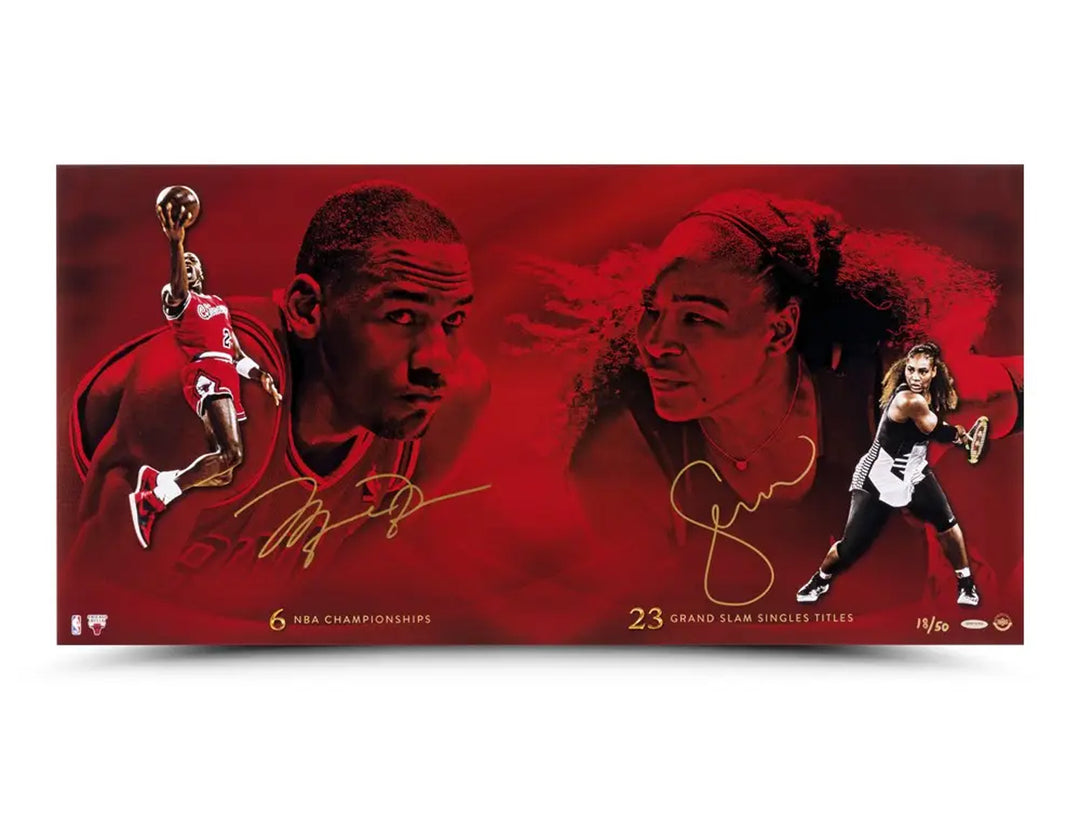 Michael Jordan & Serena Williams Autographed “Respect” 36X18