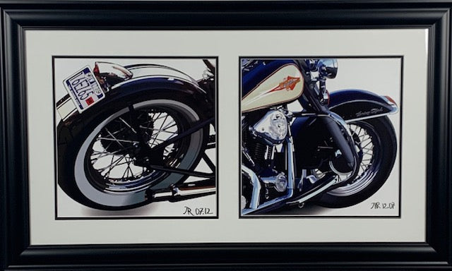 Motorcycle Double Framed Print by Pierre Strapélias