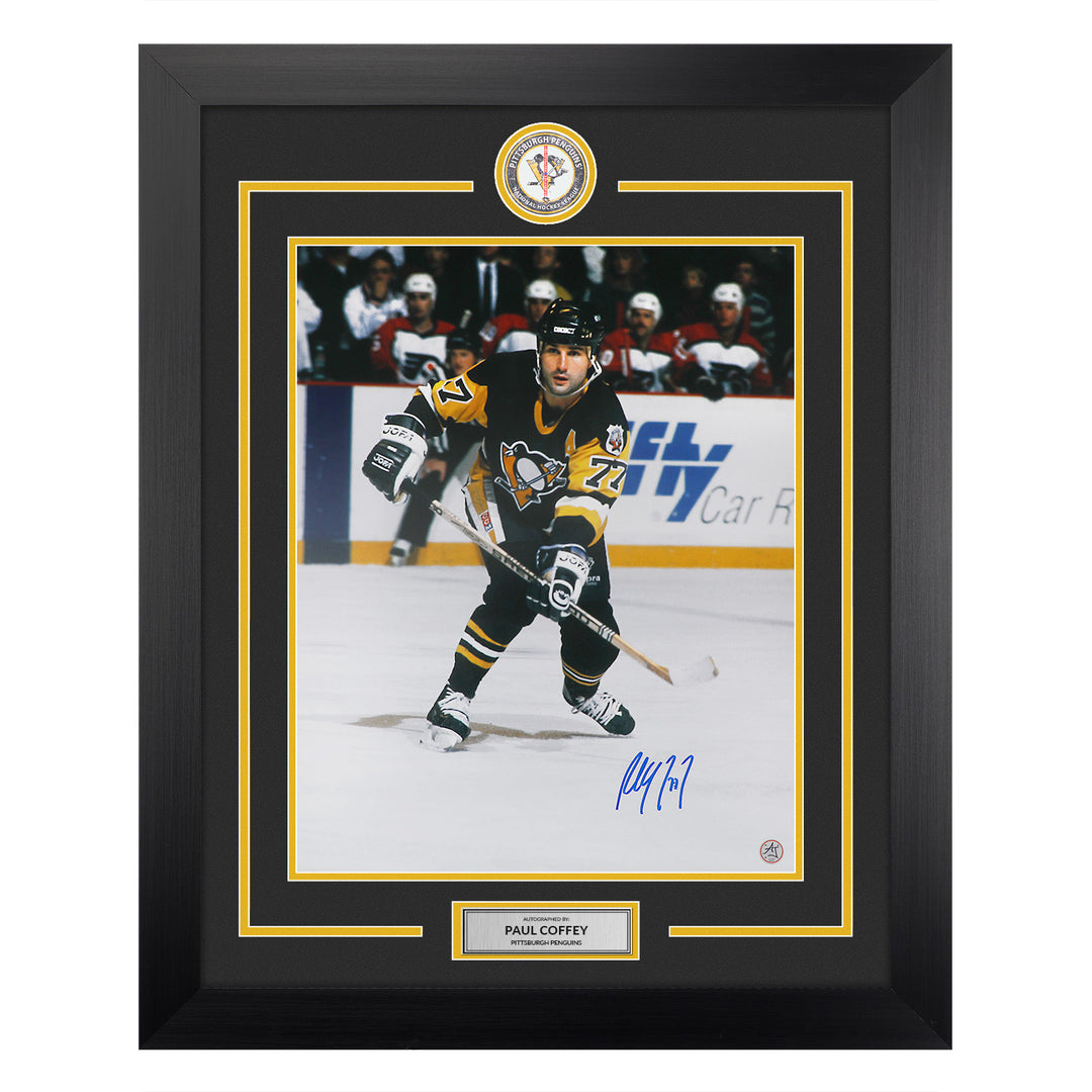 paul coffey autographed pittsburgh penguins classic hockey 26x32 frame