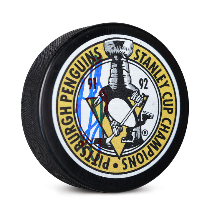 ron francis pittsburgh penguins autographed 91-92 stanley cup puck