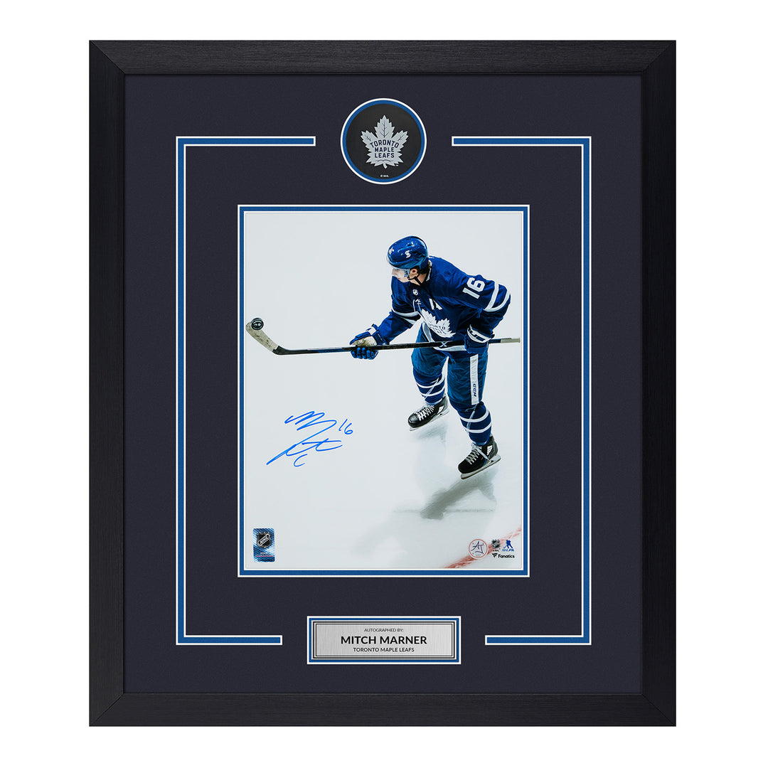 MITCH MARNER SIGNED TORONTO MAPLE LEAFS PUCK LOGO 23X27 FRAME