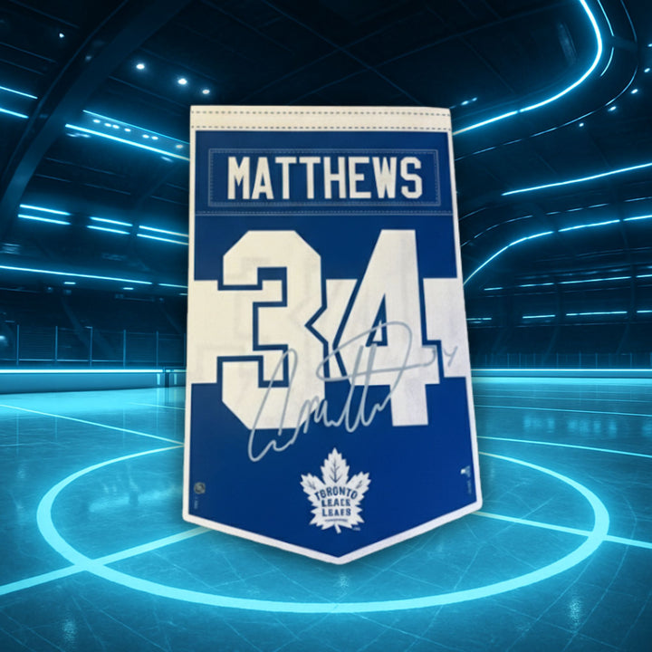 Auston Matthews Toronto Maple Leafs Arena Pennant 15X24" Facsimile Signature, Toronto Maple Leafs, NHL, Hockey, Collectibile Memorabilia, AACMH33445