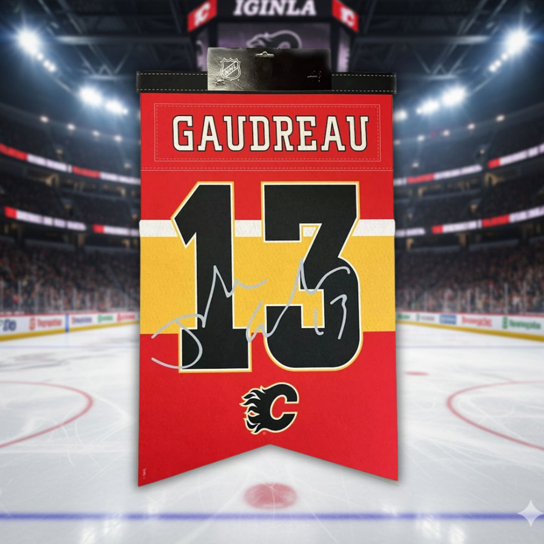 Johnny Gaudreau Calgary Flames Arena Banner 15X24" Facsimile Signature, Calgary Flames, NHL, Hockey, Collectibile Memorabilia, AACMH33443