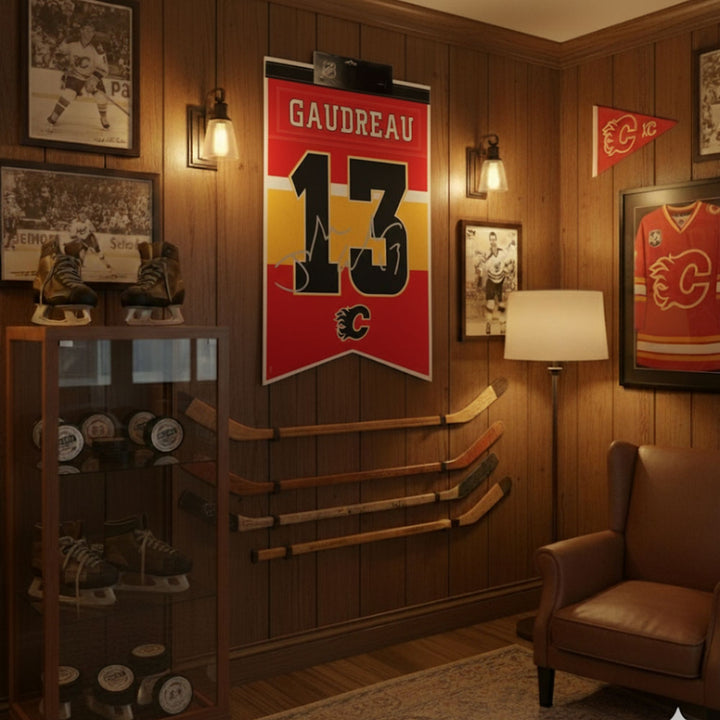 Johnny Gaudreau Calgary Flames Arena Banner 15X24" Facsimile Signature, Calgary Flames, NHL, Hockey, Collectibile Memorabilia, AACMH33443