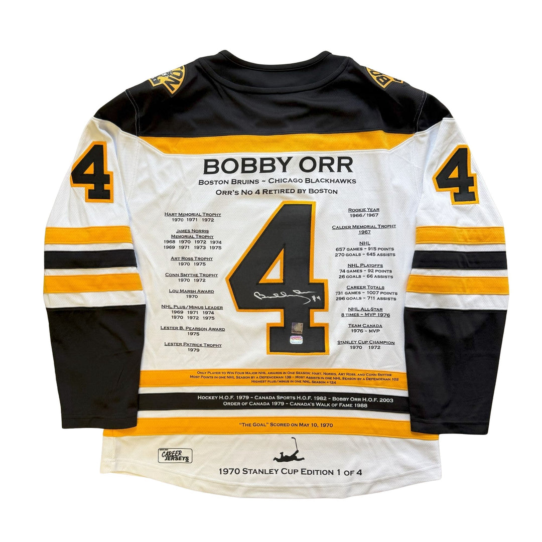 Bobby Orr Career Jersey Signed Stanley Cup Edition #1 Of 4 White Boston Bruins, Boston Bruins, NHL, Hockey, Autographed, Signed, CJPCH33406