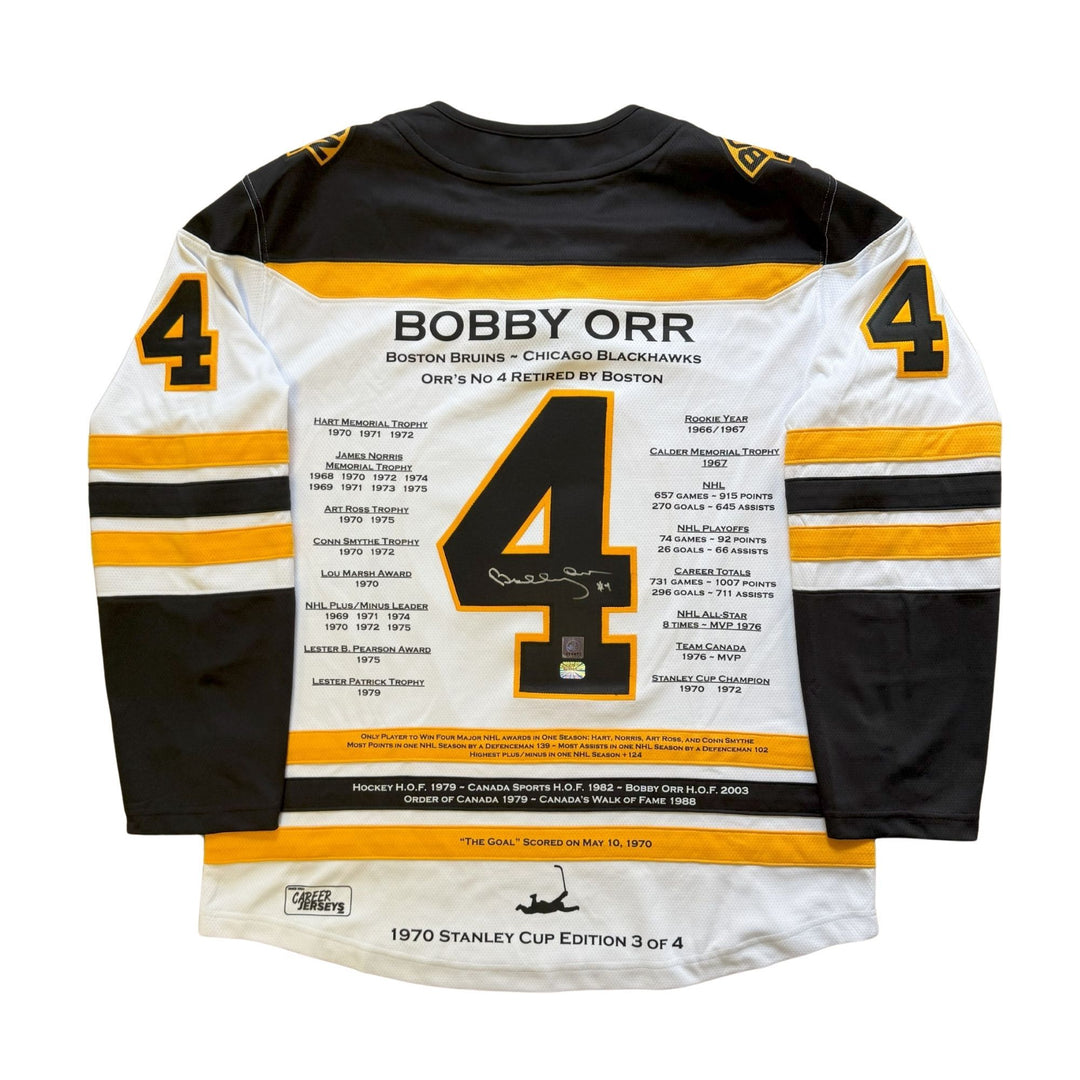 Bobby Orr Career Jersey Signed Stanley Cup Edition #3 Of 4 White Boston Bruins, Boston Bruins, NHL, Hockey, Autographed, Signed, CJPCH33408