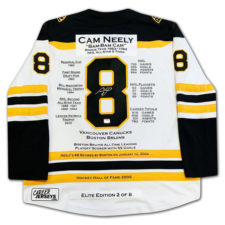 Cam Neely White Career Jersey Autographed Elite Edition Of 8 Boston Bruins, Boston Bruins, NHL, Hockey, Autographed, Signed, CJCJH33081