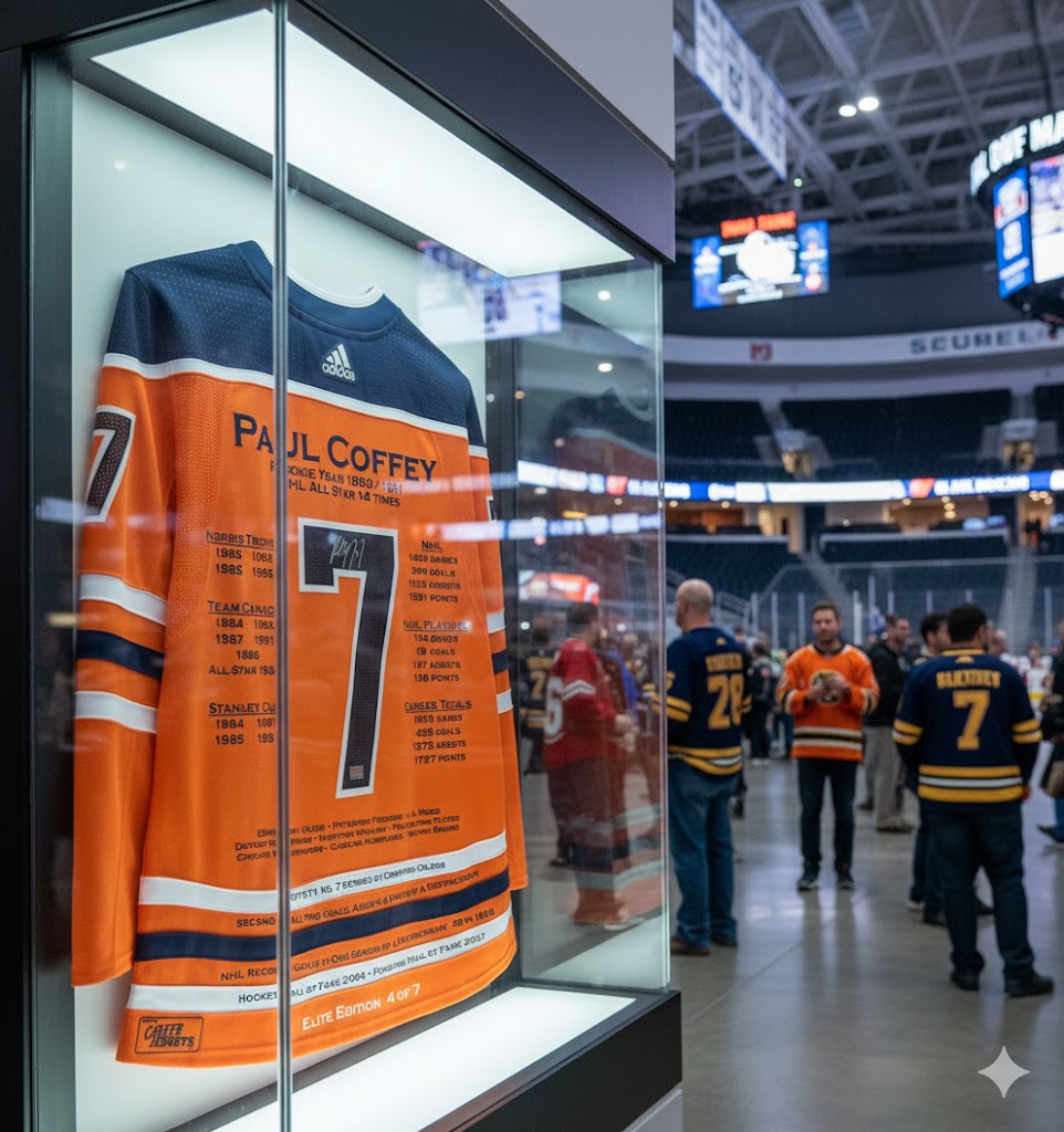 PAUL COFFEY SIGNED CAREER JERSEY ORANGE ELITE EDITION OF 7 - EDMONTON OILERS