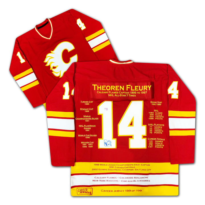 Theoren Fleury Career Jersey #199 Of 199 Autographed - Calgary Flames, Calgary Flames, NHL, Hockey, Autographed, Signed, CJPCH30095