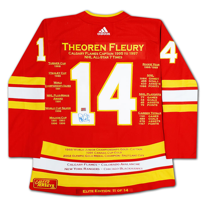 Theoren Fleury Career Jersey Limited Edition Of 14 Signed - Calgary Flames, Calgary Flames, NHL, Hockey, Autographed, Signed, CJCJH32858