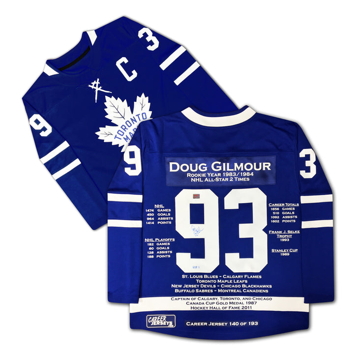 Doug Gilmour Career Jersey Signed Ltd Ed 193 - Toronto Maple Leafs, Toronto Maple Leafs, NHL, Hockey, Autographed, Signed, CJCJH30004