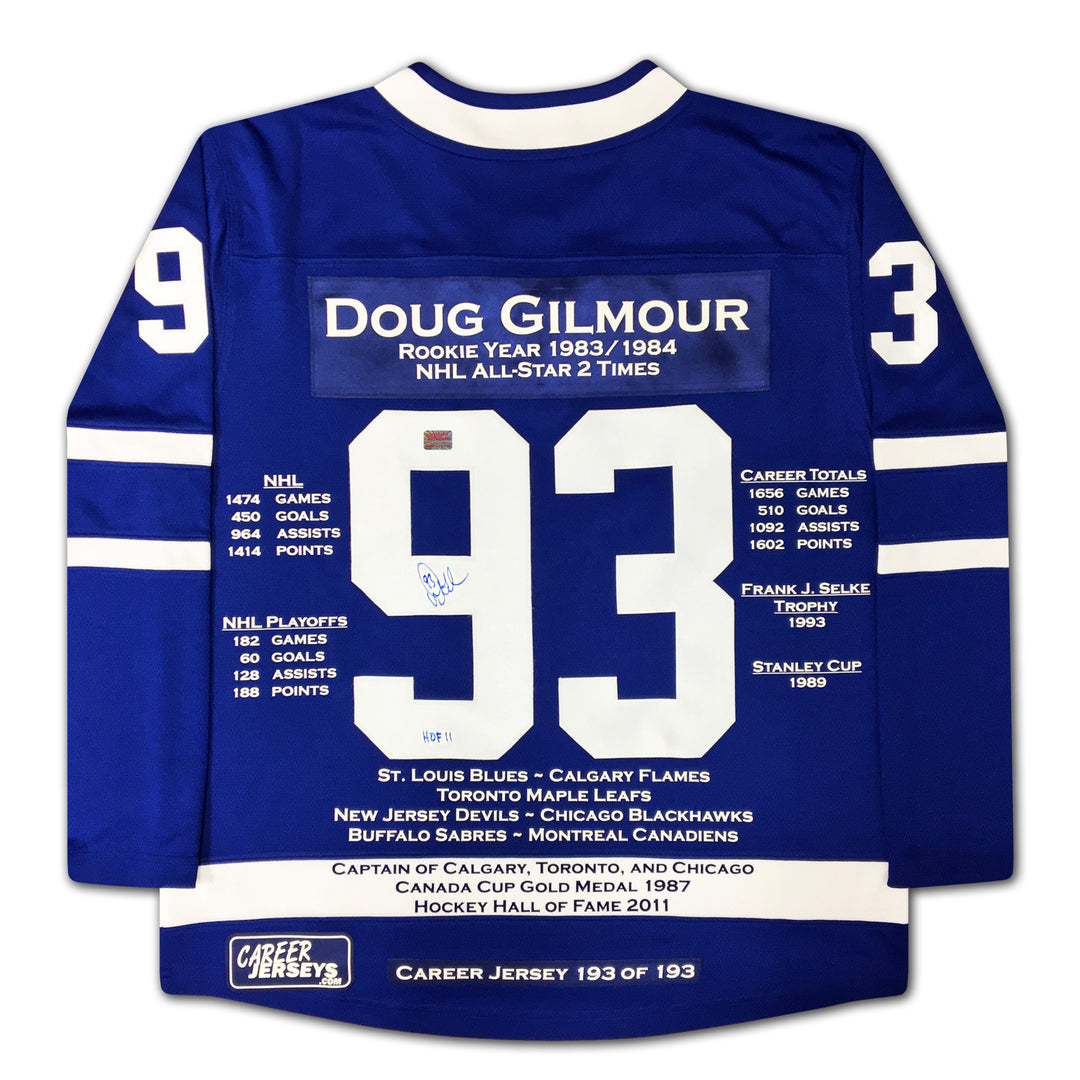Doug Gilmour Career Jersey #193 Of 193 Autographed - Toronto Maple Leafs, Toronto Maple Leafs, NHL, Hockey, Autographed, Signed, CJPCH30068