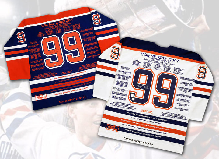 Wayne Gretzky Career Jerseys Pair Matching Ltd Ed 84 Of 99 Cup Year - Signed, Edmonton Oilers, NHL, Hockey, Autographed, Signed, CJPCH32658