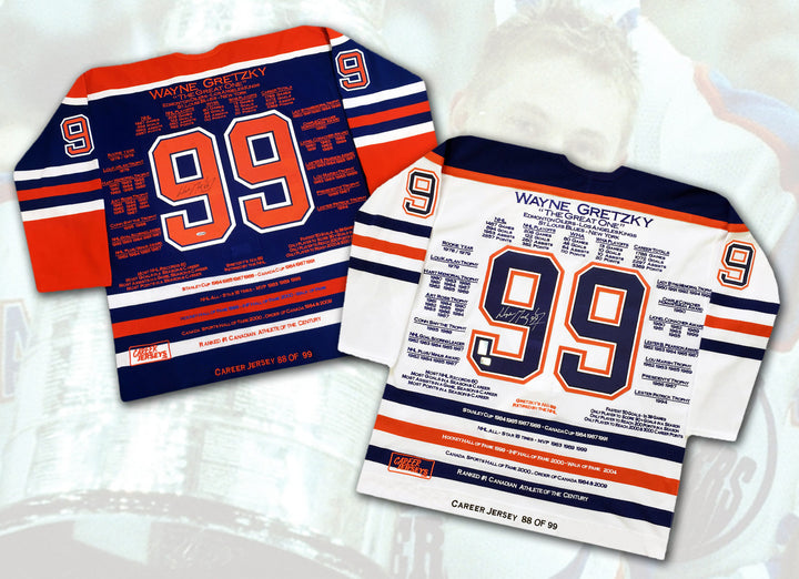 Wayne Gretzky Career Jerseys Pair Matching Ltd Ed 88 Of 99 Cup Year - Signed, Edmonton Oilers, NHL, Hockey, Autographed, Signed, CJPCH32661