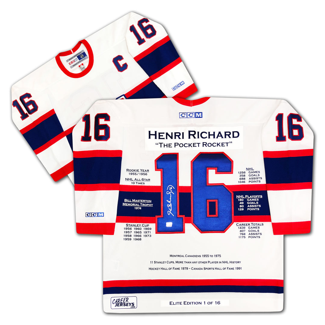 Henri Richard Career Jersey Ccm Elite Edition #1 Of 16 Autographed , Montreal Canadiens, NHL, Hockey, Autographed, Signed, CJPCH32728