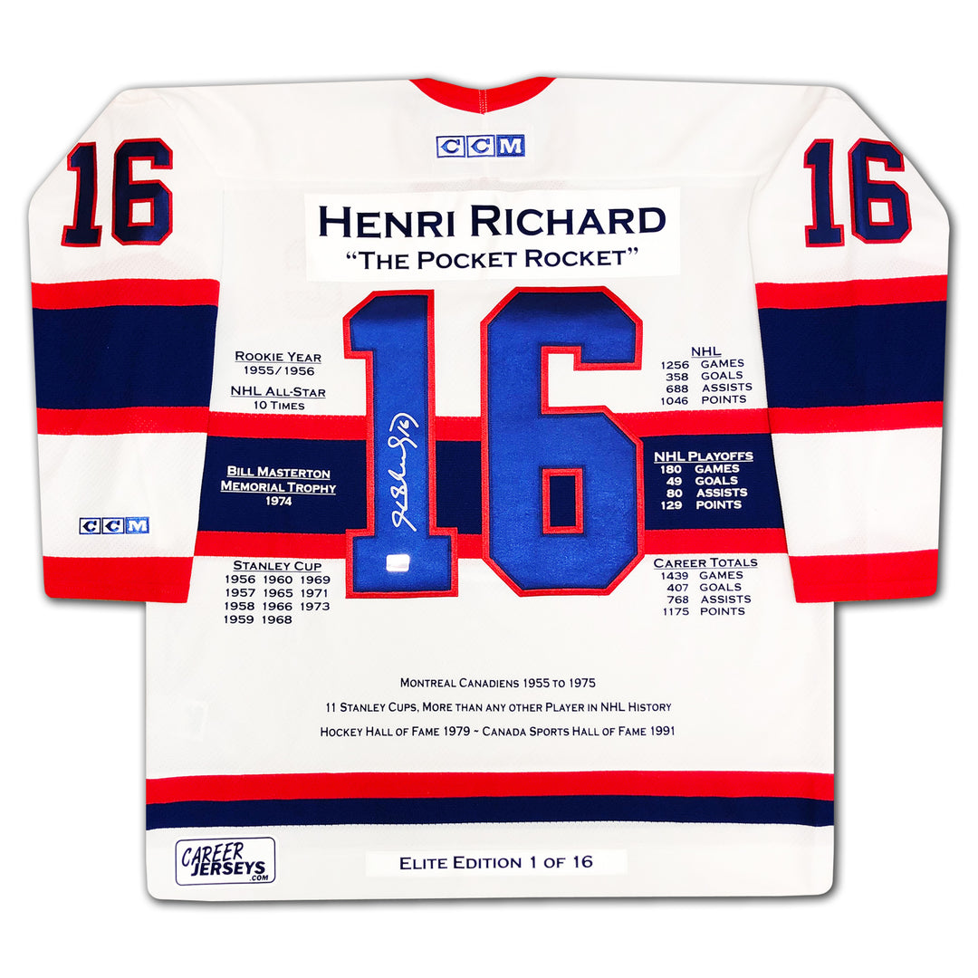 Henri Richard Career Jersey Ccm Elite Edition #1 Of 16 Autographed , Montreal Canadiens, NHL, Hockey, Autographed, Signed, CJPCH32728