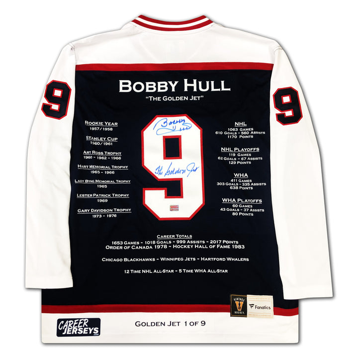 Bobby Hull Blue Career Jersey Golden Jet Edition 1/9 Winnipeg Jets, Winnipeg Jets, NHL, Hockey, Autographed, Signed, CJPCH32947