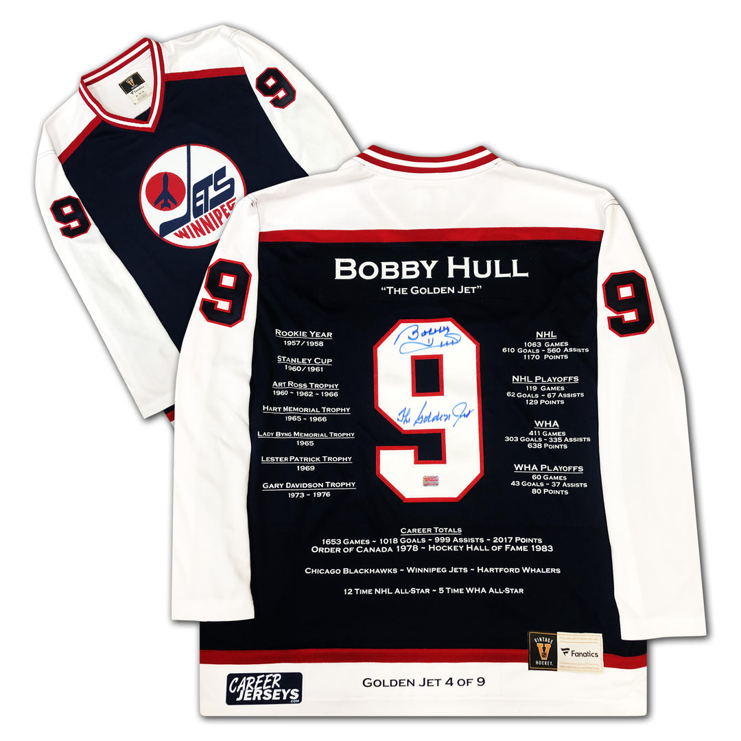 Bobby Hull Blue Career Jersey Golden Jet Edition Of 9 Winnipeg Jets, Winnipeg Jets, NHL, Hockey, Autographed, Signed, CJCJH32946