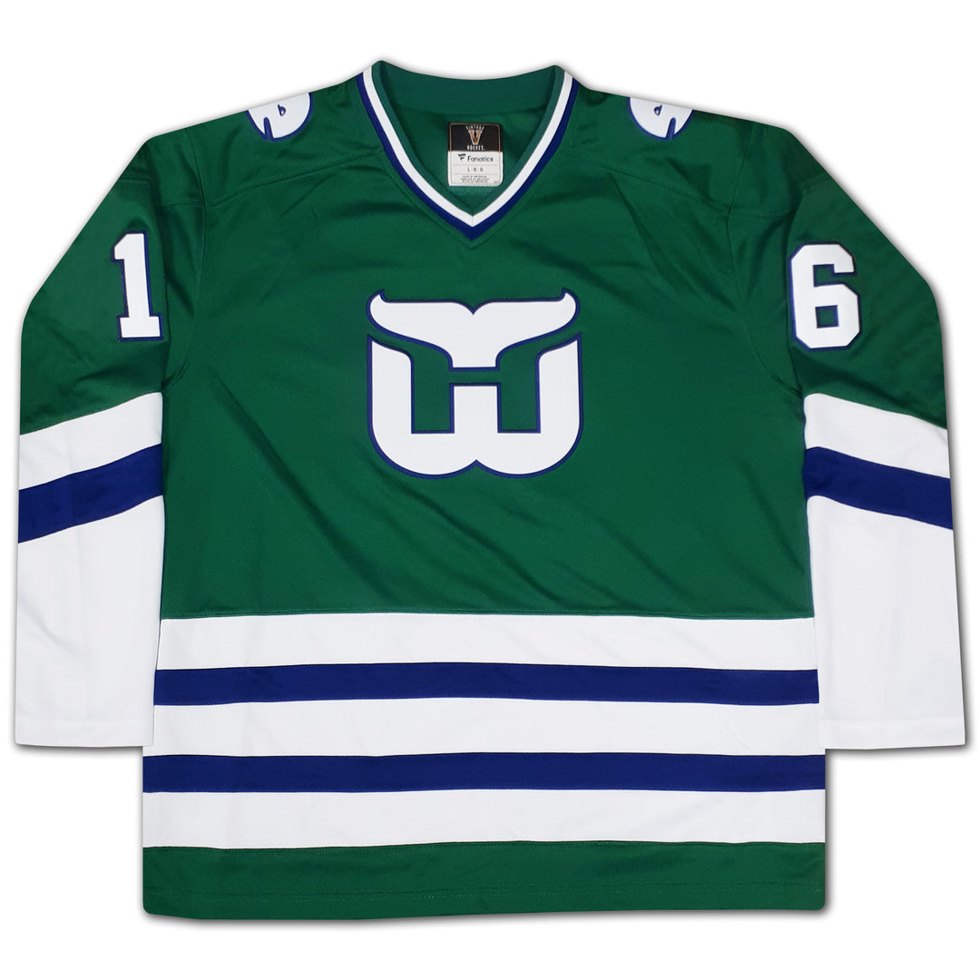 Bobby Hull Career Jersey Hartford Whalers Green Ltd Ed /16, Hartford Whalers, NHL, Hockey, Autographed, Signed, CJCJH33035