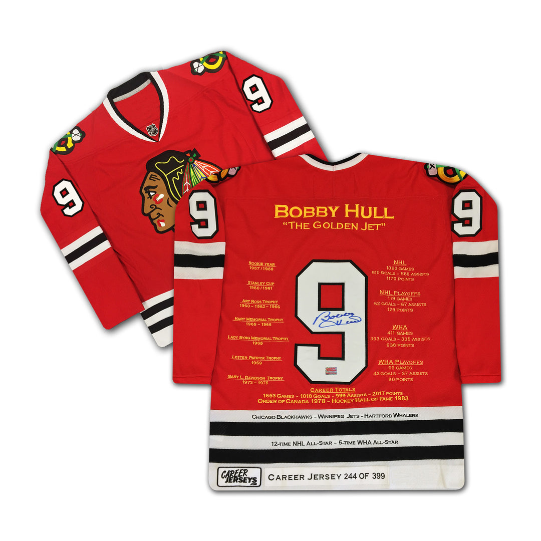 Bobby Hull Red Career Jersey Signed Ltd Ed 399 - Chicago Blackhawks, Chicago Blackhawks, NHL, Hockey, Autographed, Signed, CJCJH30001