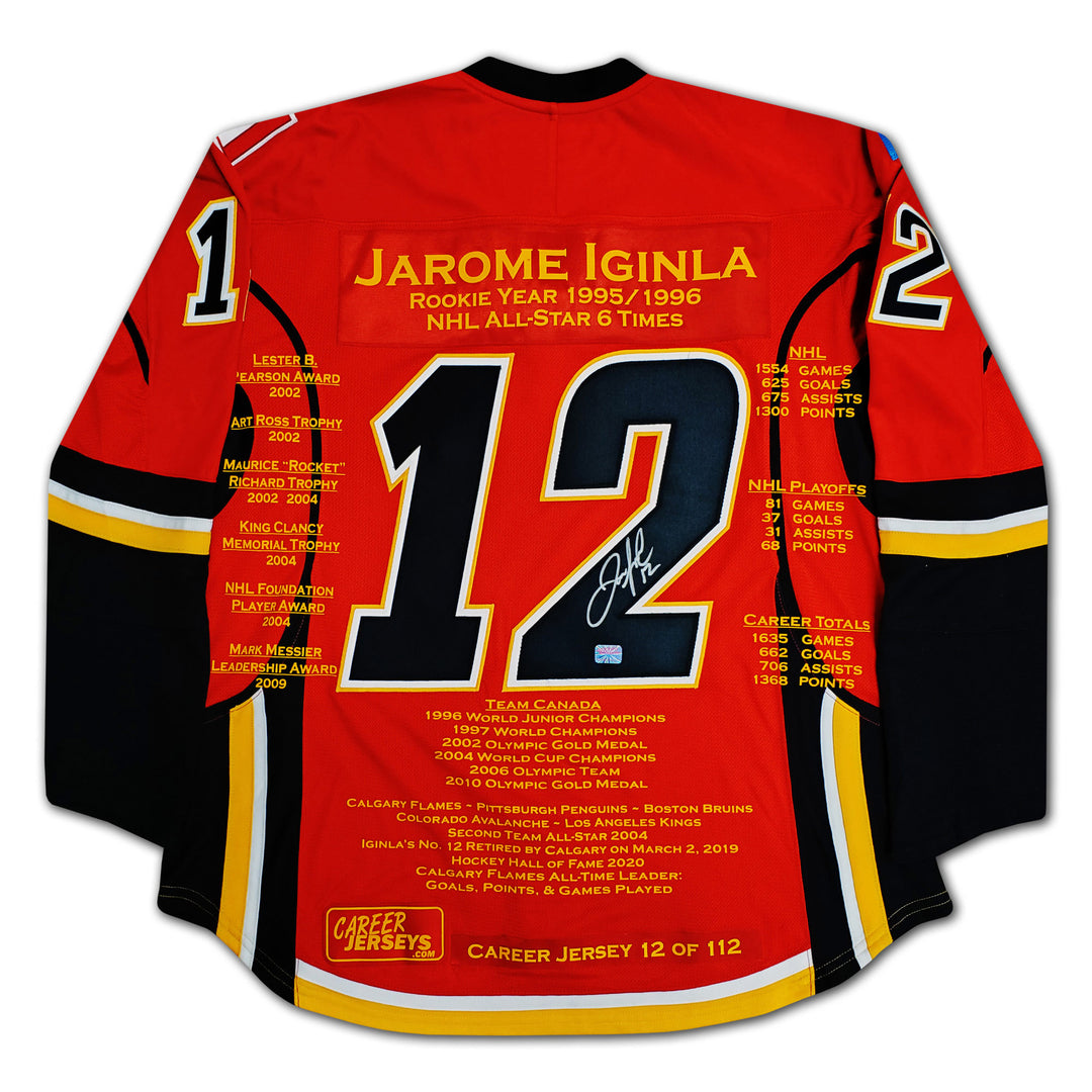 Jarome Iginla Career Jersey #12 Of 112 Autographed - Calgary Flames, Calgary Flames, NHL, Hockey, Autographed, Signed, CJPCH32423