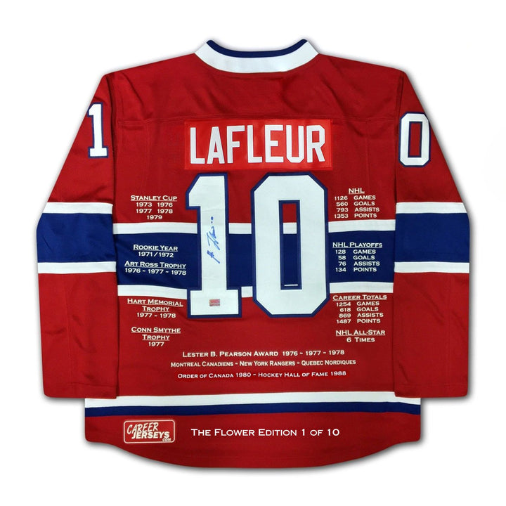Guy Lafleur The Flower Edition #1 Of 10 Red Career Jersey , Montreal Canadiens, NHL, Hockey, Autographed, Signed, CJPCH33363