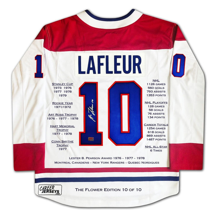 Guy Lafleur The Flower Edition #10/10 White Career Jersey , Montreal Canadiens, NHL, Hockey, Autographed, Signed, CJPCH33362