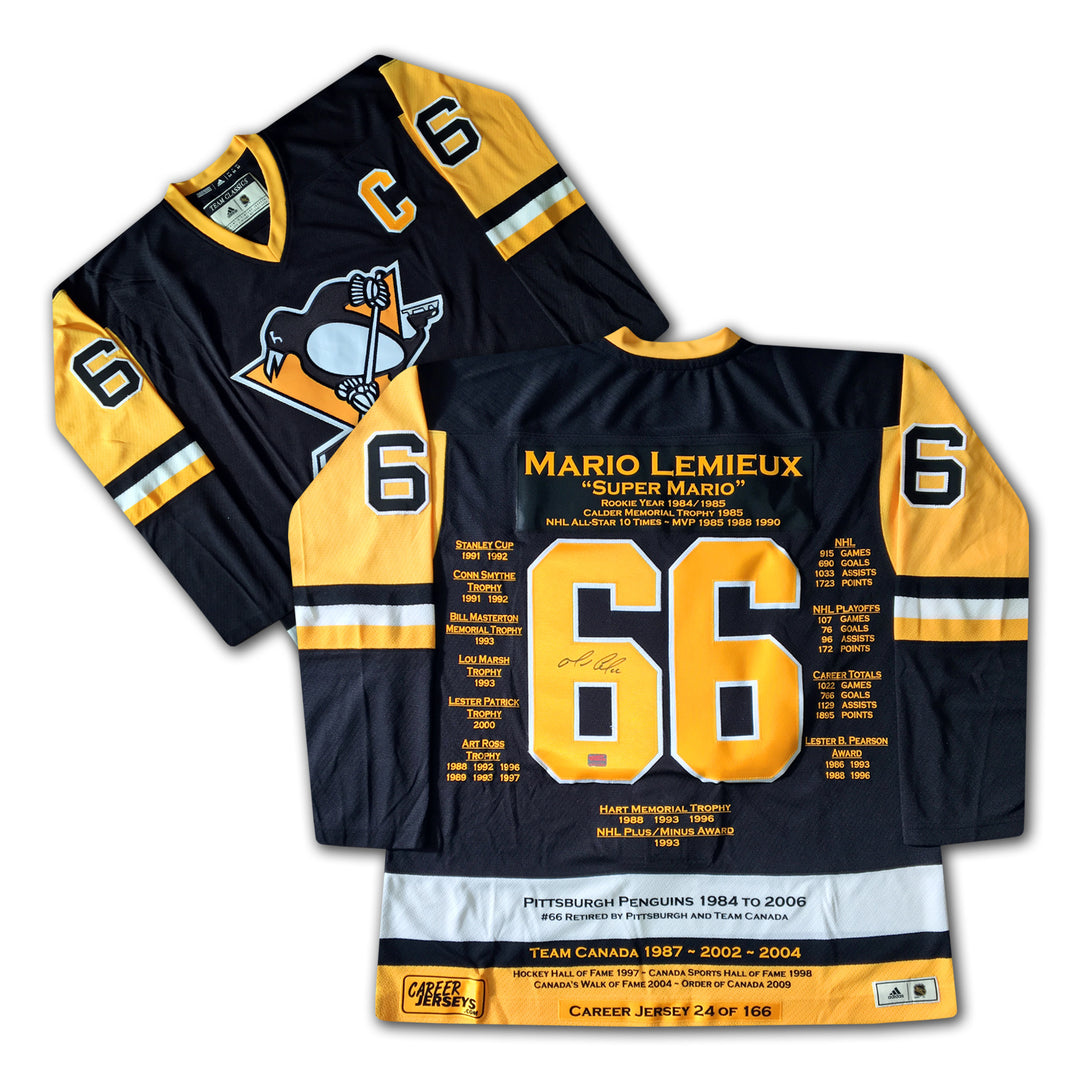 Mario Lemieux Career Jersey Signed - Ltd Ed 166 - Pittsburgh Penguins, Pittsburgh Penguins, NHL, Hockey, Autographed, Signed, CJCJH30014