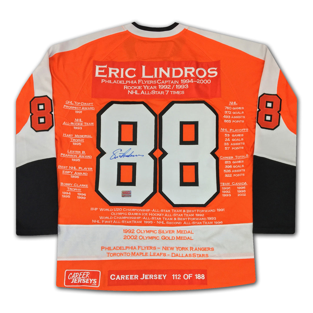 Eric Lindros Career Jersey Signed Ltd Ed 188 - Philadelphia Flyers, Philadelphia Flyers, NHL, Hockey, Autographed, Signed, CJCJH30500