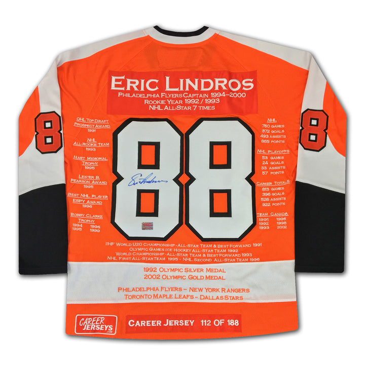 Eric Lindros Career Jersey Signed Ltd Ed 188 - Philadelphia Flyers, Philadelphia Flyers, NHL, Hockey, Autographed, Signed, CJCJH30500