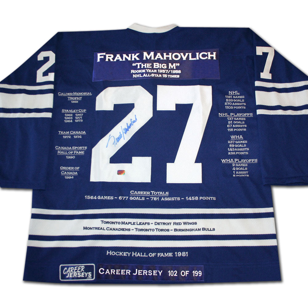 Frank Mahovlich Career Jersey Signedltd Ed 199 - Toronto Maple Leafs, Toronto Maple Leafs, NHL, Hockey, Autographed, Signed, CJCJH30005