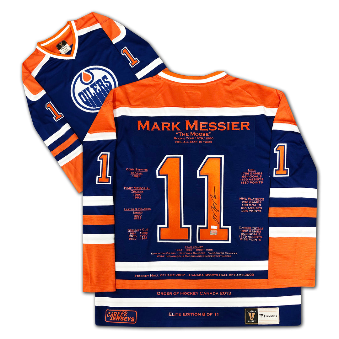 Mark Messier Career Jersey Elite Edition Of 11 Signed - Edmonton Oilers, Edmonton Oilers, NHL, Hockey, Autographed, Signed, CJCJH32899