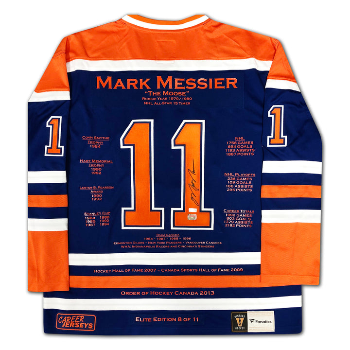 Mark Messier Career Jersey Elite Edition Of 11 Signed - Edmonton Oilers, Edmonton Oilers, NHL, Hockey, Autographed, Signed, CJCJH32899