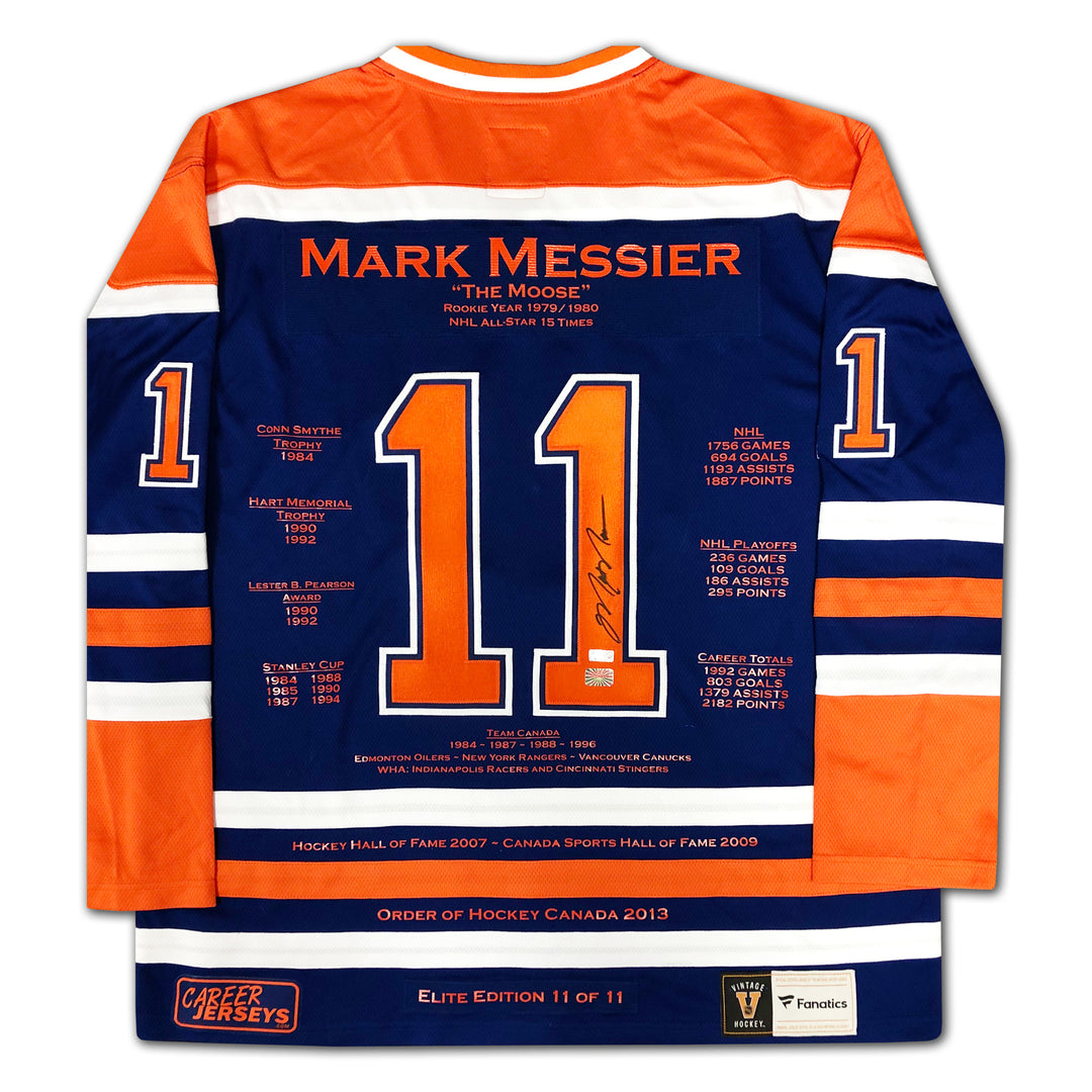 Mark Messier Career Jersey Elite Edition #11 Of 11 Signed - Edmonton Oilers, Edmonton Oilers, NHL, Hockey, Autographed, Signed, CJPCH32901
