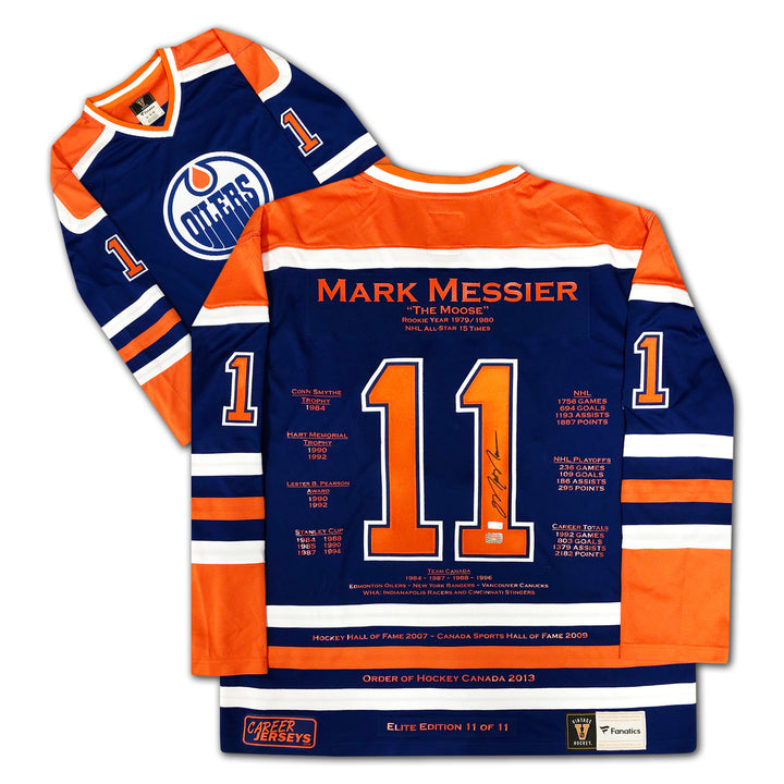 Mark Messier Career Jersey Elite Edition #11 Of 11 Signed - Edmonton Oilers, Edmonton Oilers, NHL, Hockey, Autographed, Signed, CJPCH32901