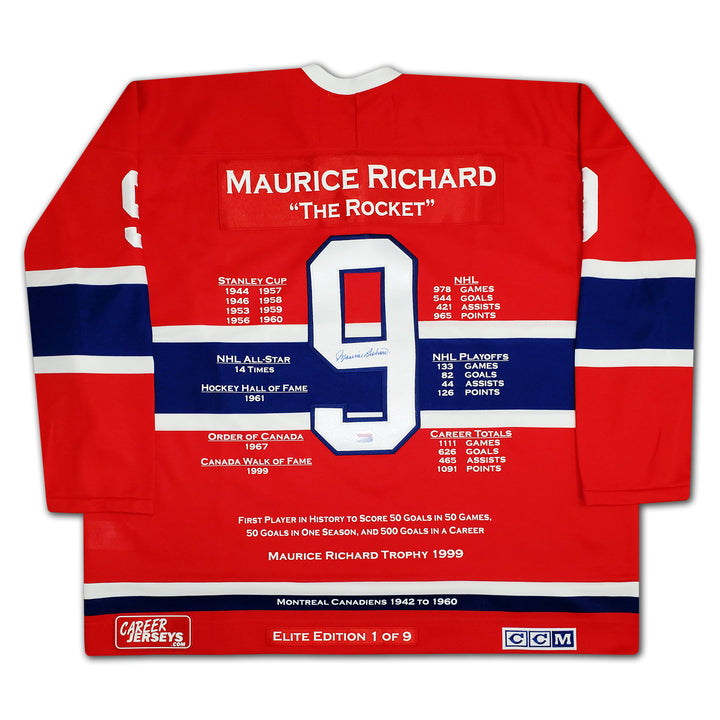 Maurice Richard Career Jersey Ccm Elite Edition #1 Of 9 Autographed, Montreal Canadiens, NHL, Hockey, Autographed, Signed, CJPCH32725