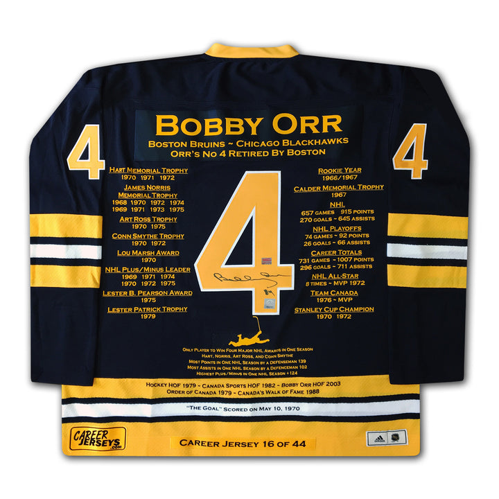Bobby Orr Elite Edition Career Jersey Autographed - Ltd Ed 44 - Boston Bruins, Boston Bruins, NHL, Hockey, Autographed, Signed, CJCJH30027