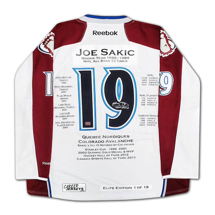 Joe Sakic Career Jersey Elite Edition #1 Of 19 Signed - Colorado Avalanche, Colorado Avalanche, NHL, Hockey, Autographed, Signed, CJPCH32761