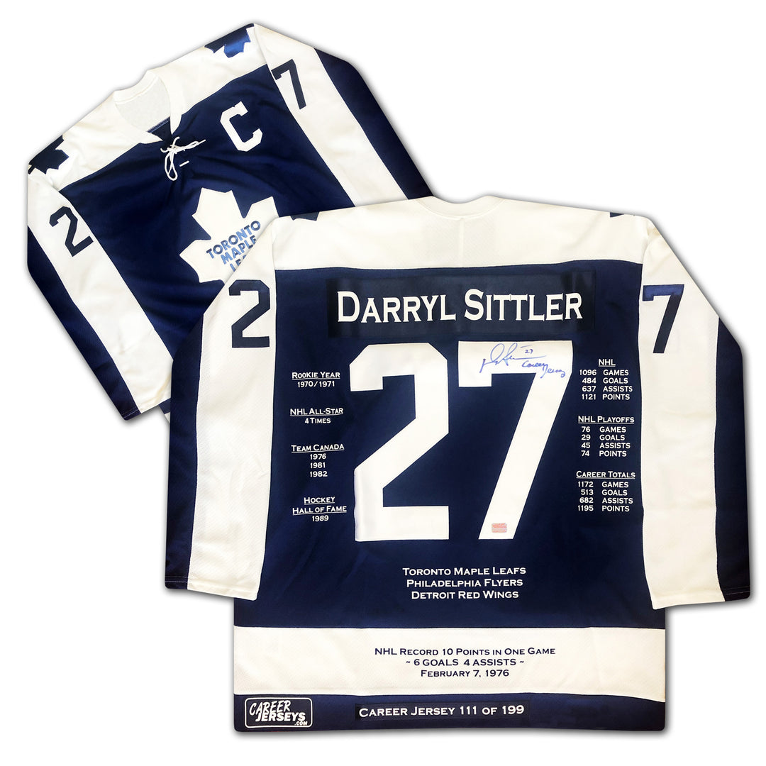 Darryl Sittler Career Jersey Signed - Ltd Ed 199 - Toronto Maple Leafs, Toronto Maple Leafs, NHL, Hockey, Autographed, Signed, CJCJH30003