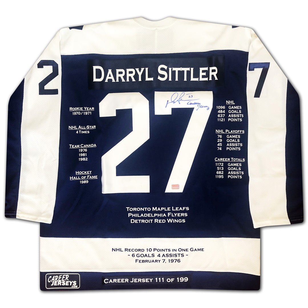 Darryl Sittler Career Jersey Autographed - Ltd Ed 199 - Toronto Maple Leafs, Toronto Maple Leafs, NHL, Hockey, Autographed, Signed, CJCJH30003
