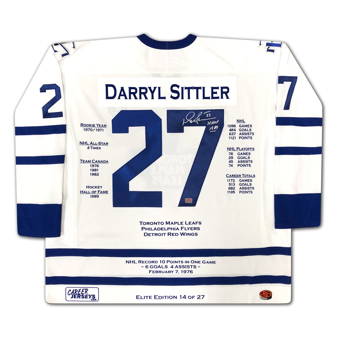 Darryl Sittler Signed Elite Edition Career Jersey Ltd Ed /27 - Maple Leafs, Toronto Maple Leafs, NHL, Hockey, Autographed, Signed, CJCJH31950