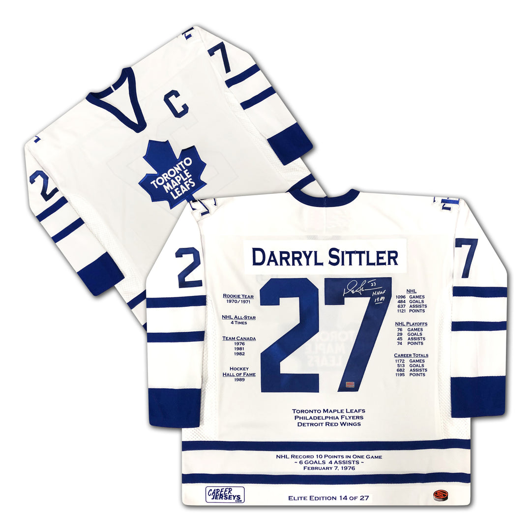 Darryl Sittler Signed Elite Edition Career Jersey Ltd Ed /27 - Maple Leafs, Toronto Maple Leafs, NHL, Hockey, Autographed, Signed, CJCJH31950