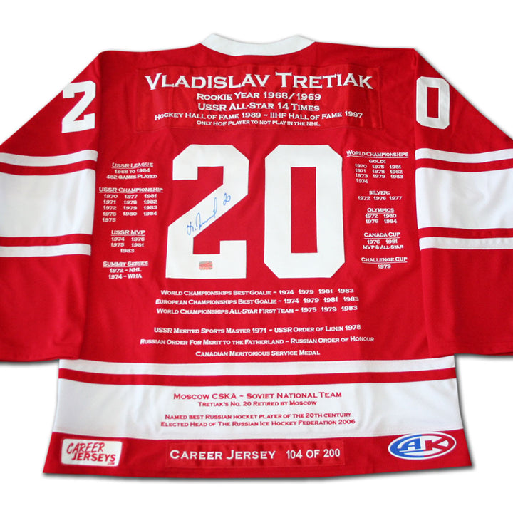 Vladislav Tretiak Career Jersey Autographed - Ltd Ed 200 - Ussr, USSR, USSR, Hockey, Autographed, Signed, CJCJH30024